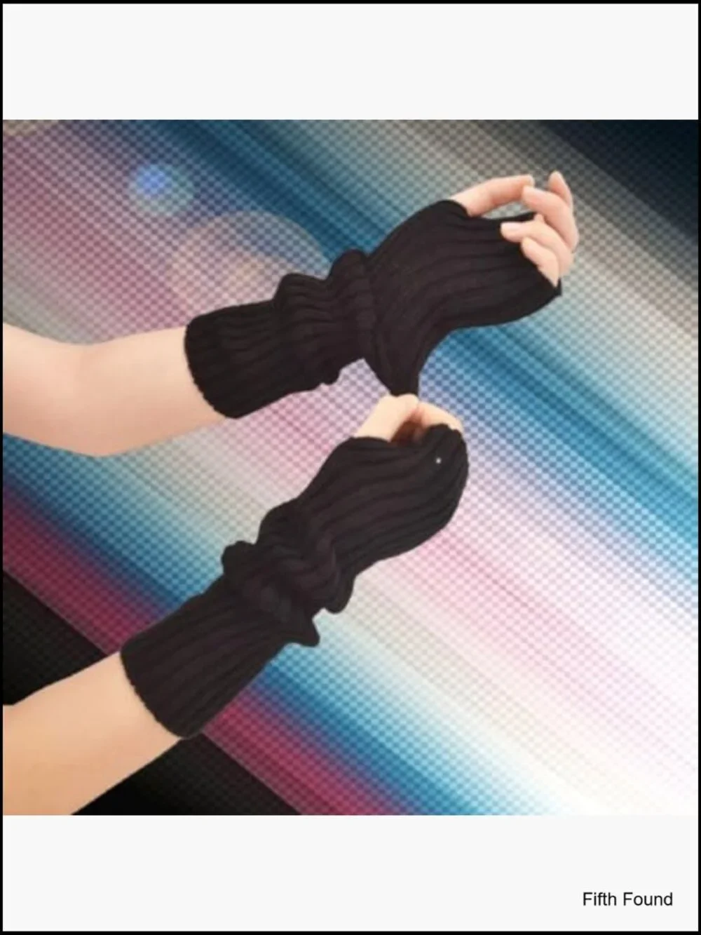 Fingerless Knit Arm Warmers Thumb Hole Cozy Stretchy Sleeves Women
